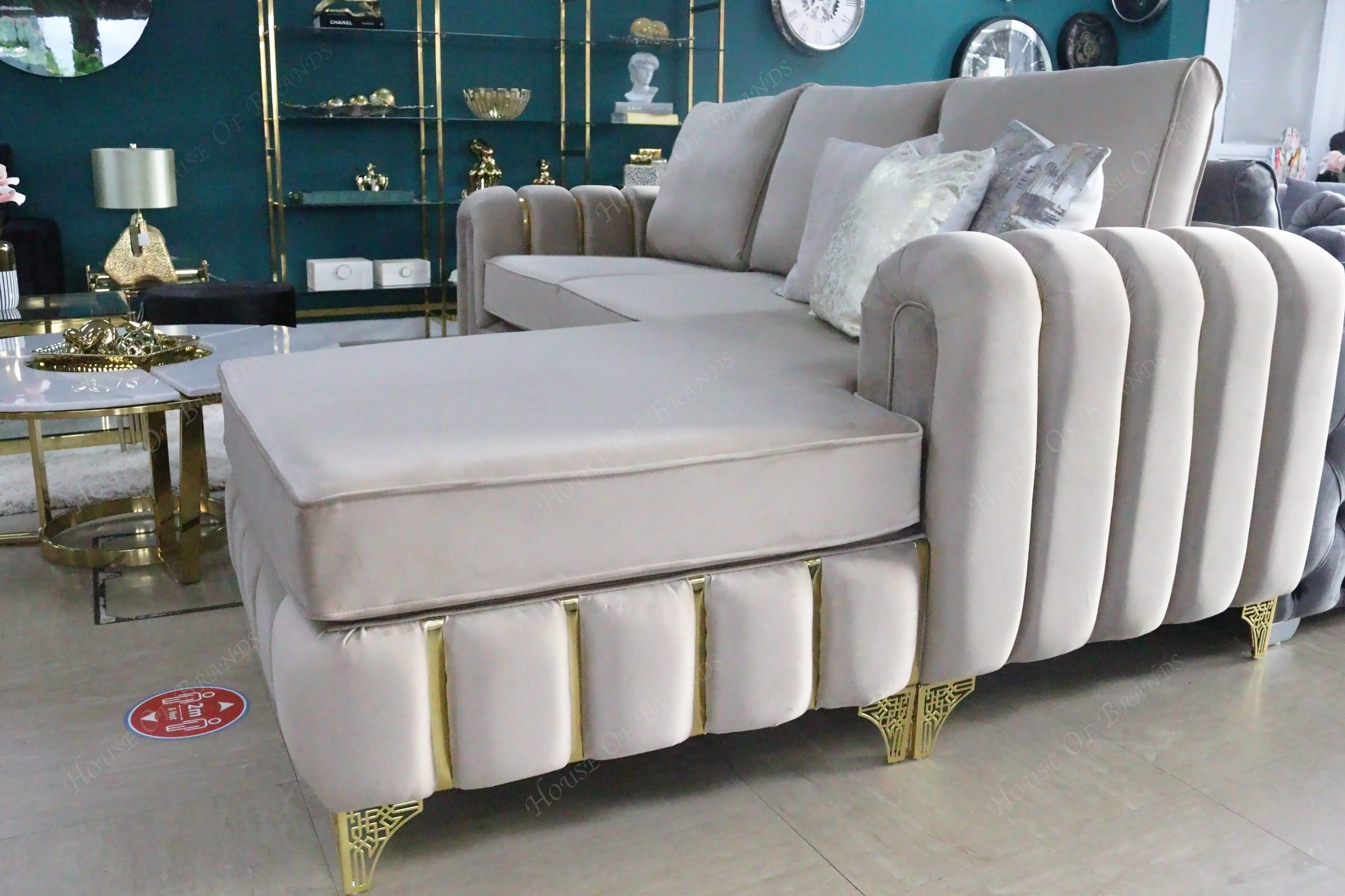 Brooklyn Gold L- Shape Corner Sofa