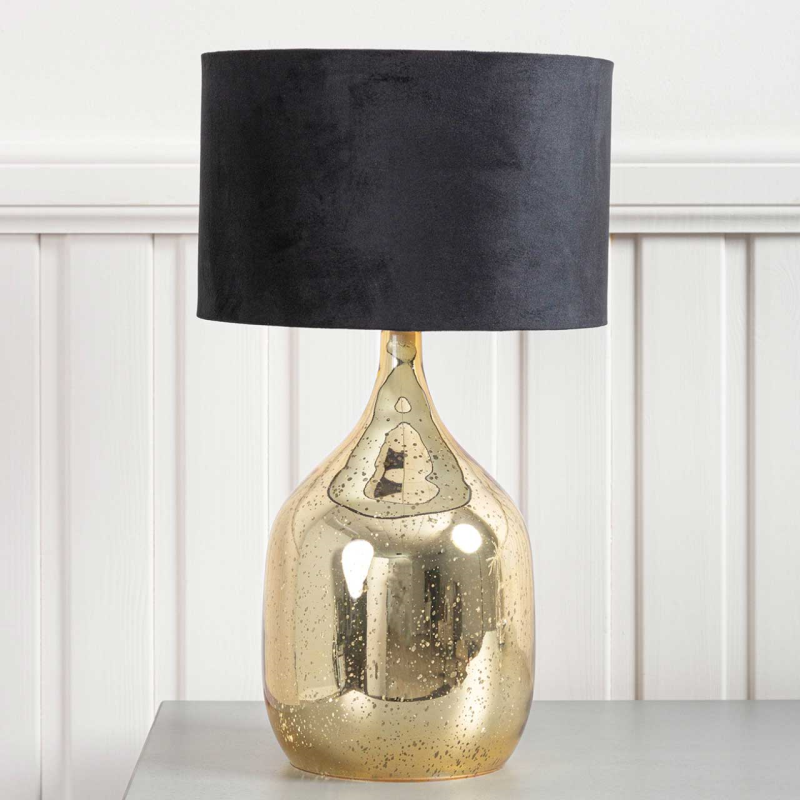 Gold Glass Table Lamp With Black Shade