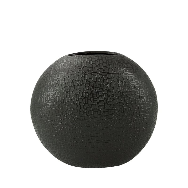 21.2cm Black Textured Round Face Ceramic Vase