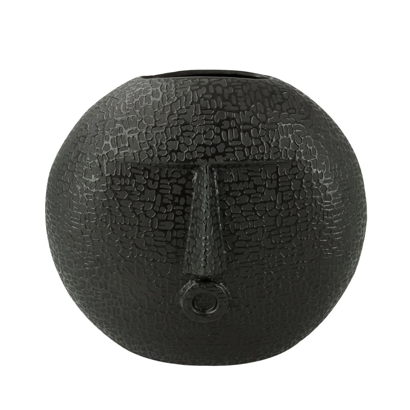 21.2cm Black Textured Round Face Ceramic Vase