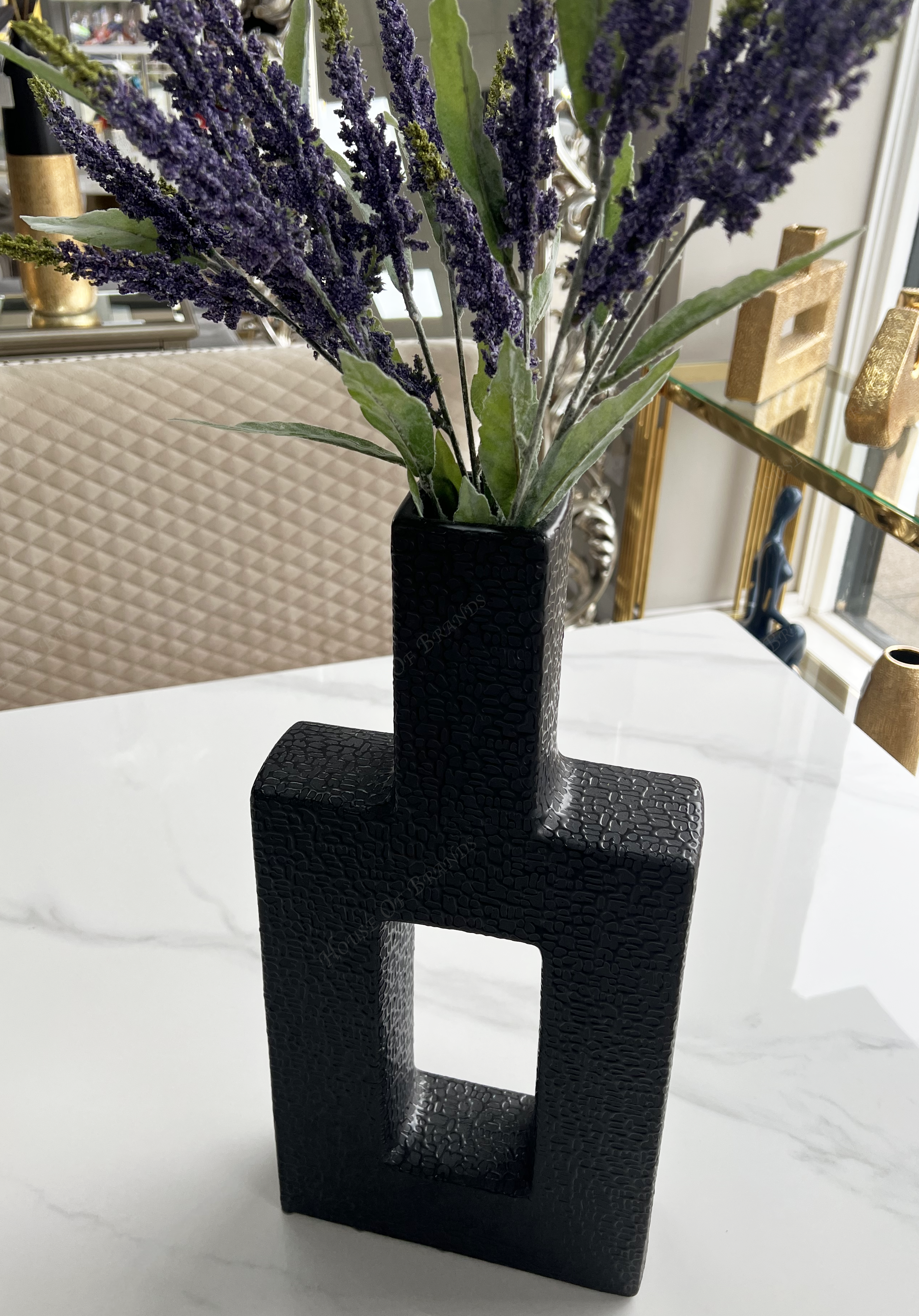 47cm Black Textured Ceramic Vase