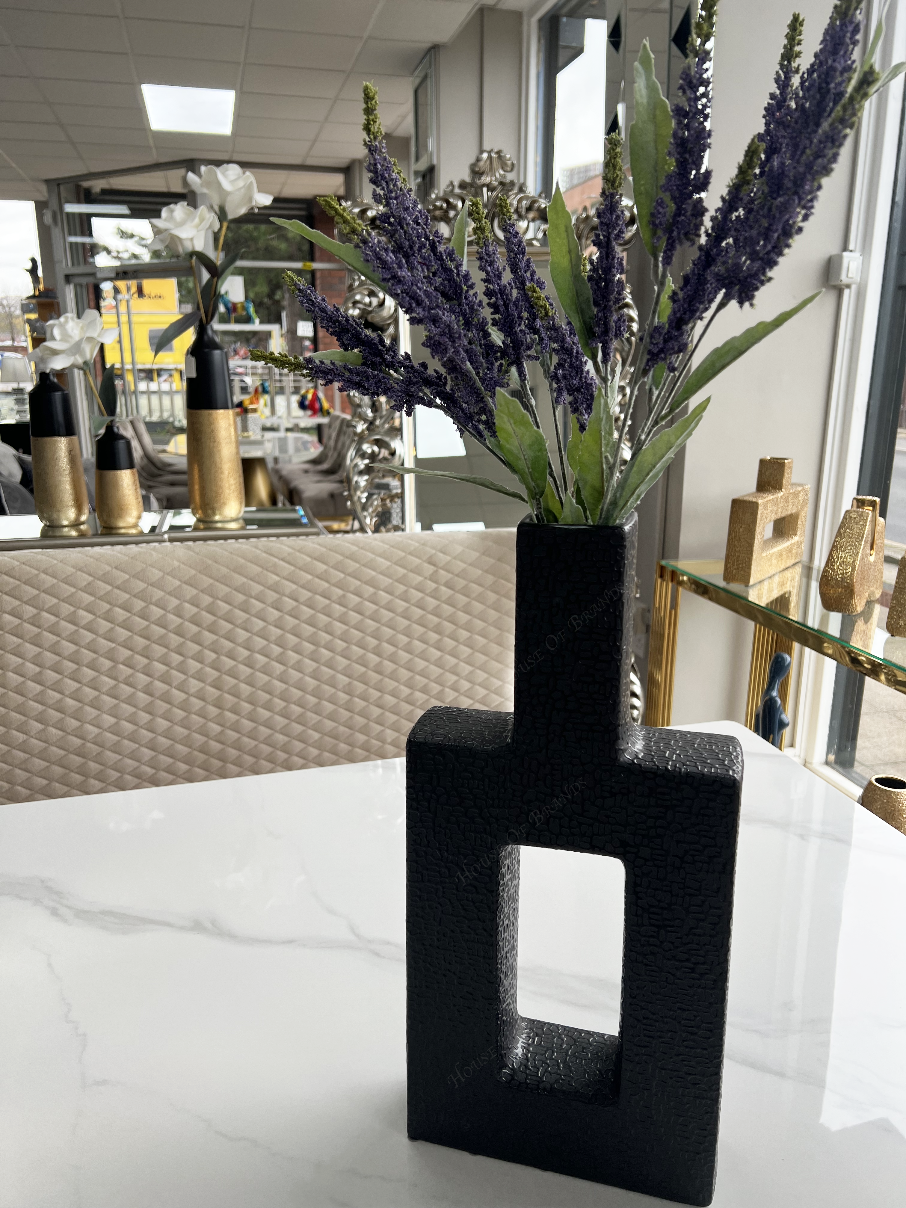 47cm Black Textured Ceramic Vase