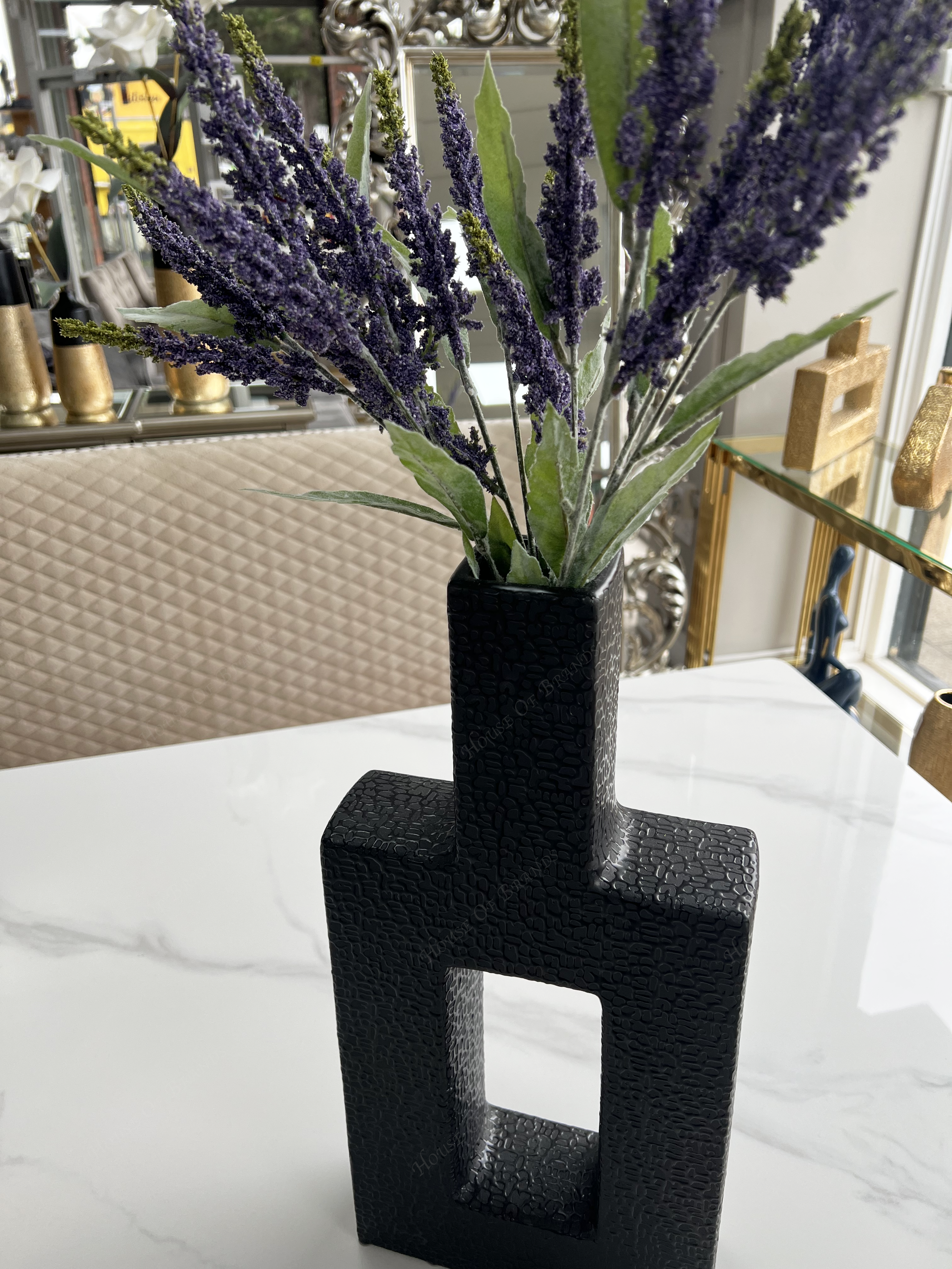 47cm Black Textured Ceramic Vase