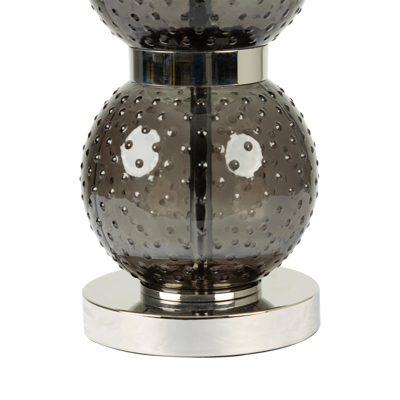 71cm Clear Black Glass Table Lamp with Black Faux Silk Shade