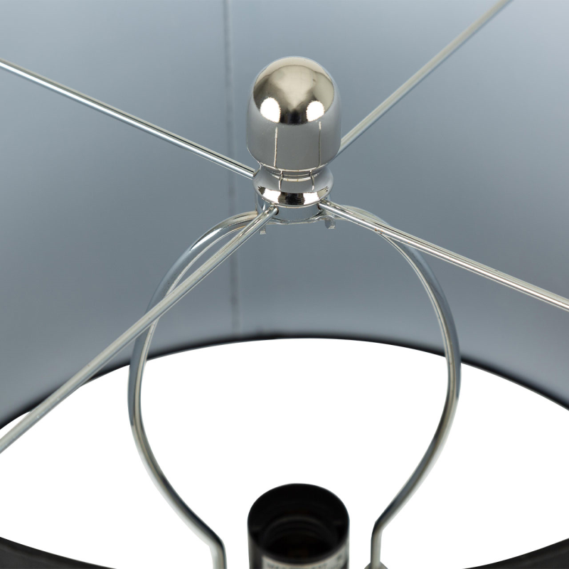 71cm Clear Black Glass Table Lamp with Black Faux Silk Shade