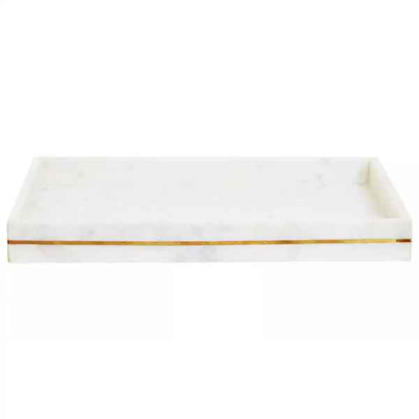 SENA WHITE MARBLE GOLD INLAY TRAY