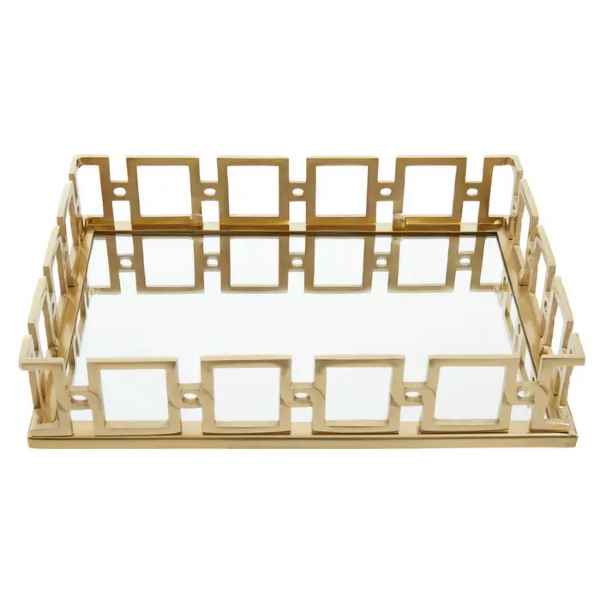 RHODA RECTANGLE GOLD MIRROR TRAY