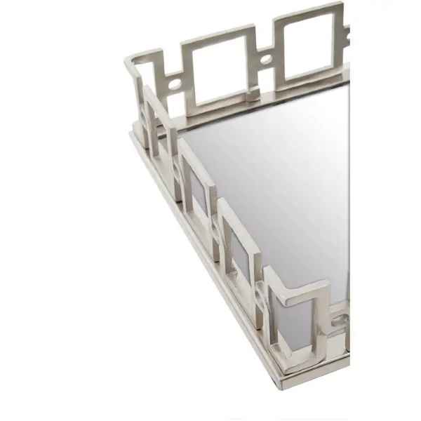 RHODA RECTANGLE NICKLE FINISH MIRROR TRAY