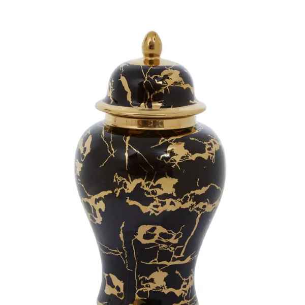 MARMO SMALL BLACK AND GOLD CERAMIC JAR