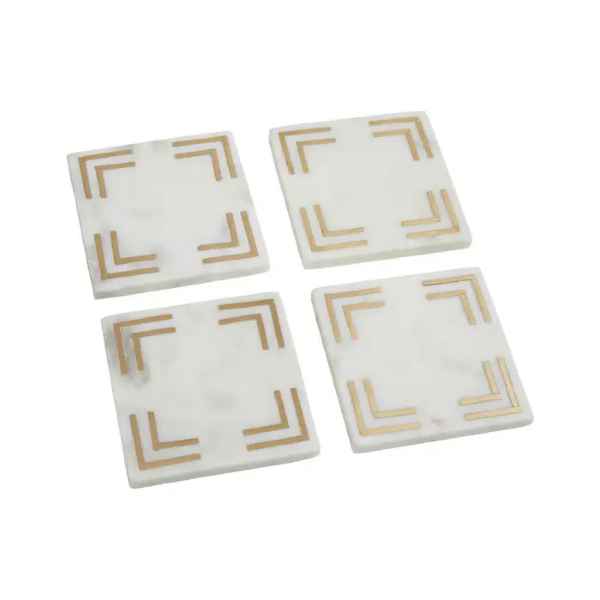 Omari White Marble Square Coasters