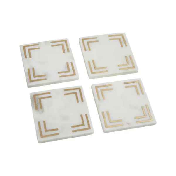 OMARI WHITE MARBLE SQUARE COASTERS