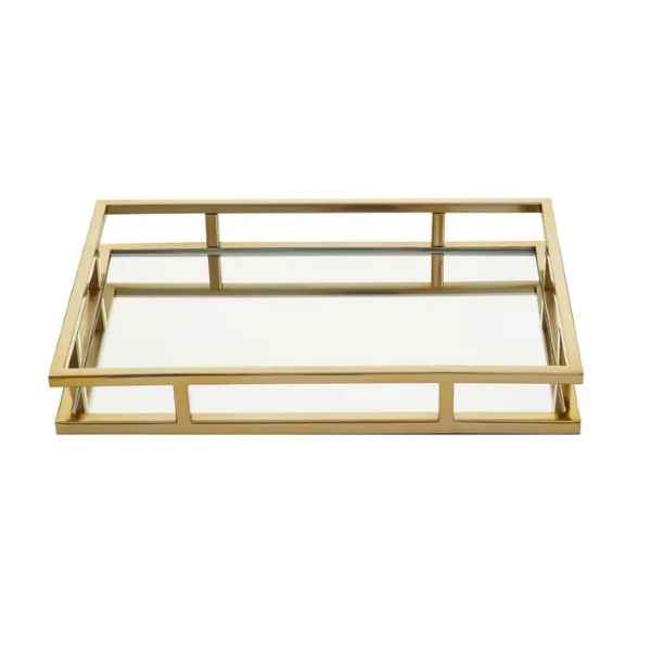 CRUZAR RECTANGULAR GOLD FINISH TRAY