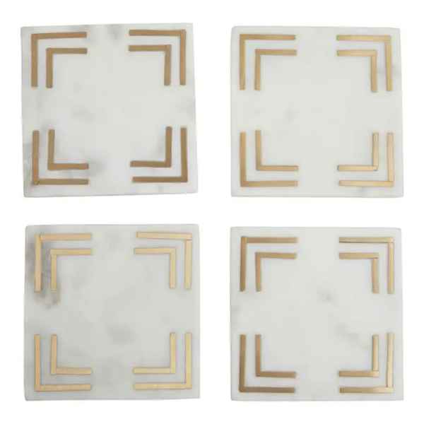 Omari White Marble Square Coasters