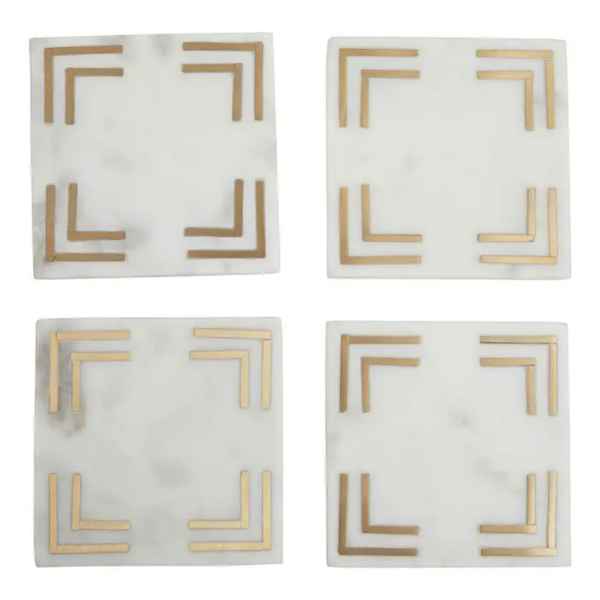 OMARI WHITE MARBLE SQUARE COASTERS