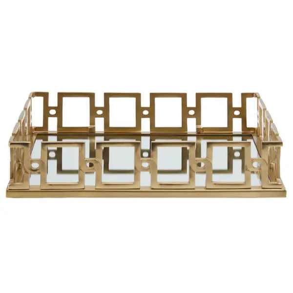 RHODA RECTANGLE GOLD MIRROR TRAY