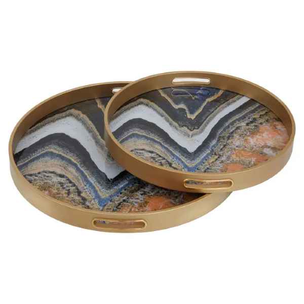 CELINA SET OF TWO ABSTRACT TRAYS