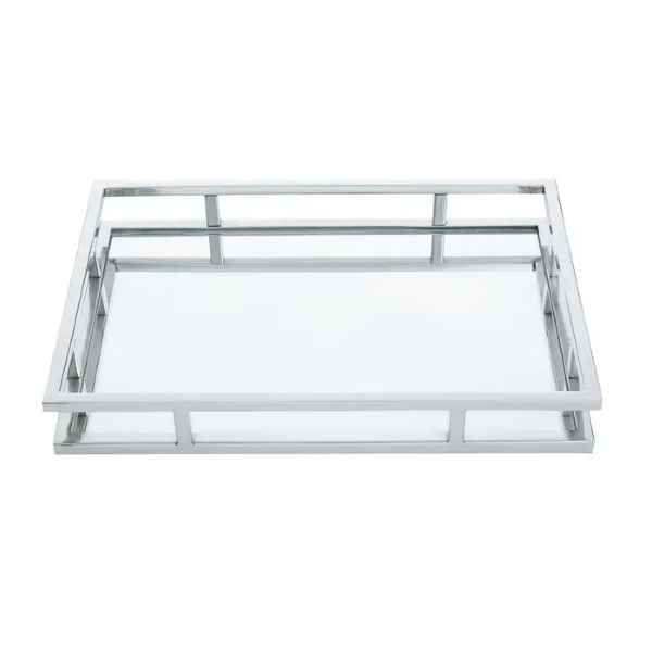 CRUZAR RECTANGULAR SILVER FINISH TRAY