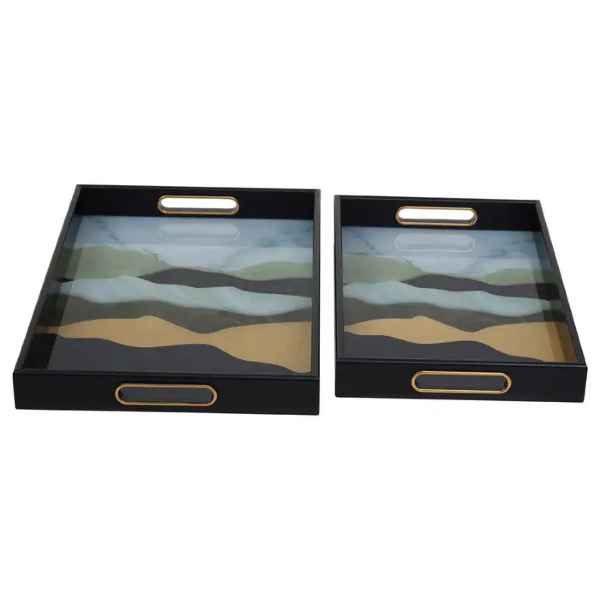 CELINA SET OF TWO RECTANGULAR TRAYS ASSORTED COLOUR