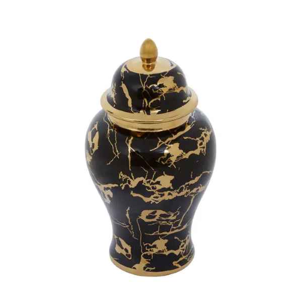 MARMO SMALL BLACK AND GOLD CERAMIC JAR