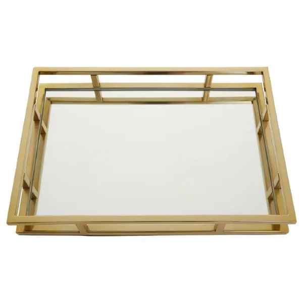 CRUZAR RECTANGULAR GOLD FINISH TRAY