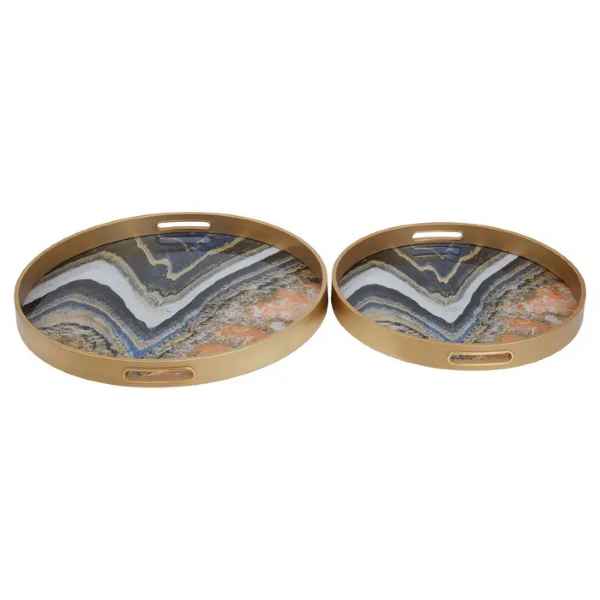 CELINA SET OF TWO ABSTRACT TRAYS