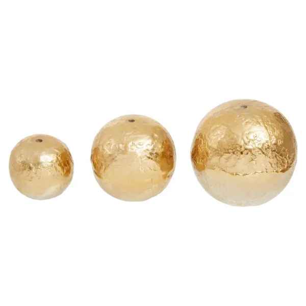 DION SET OF THREE OMBRE SILVER AND GOLD FINISH DECO BALLS