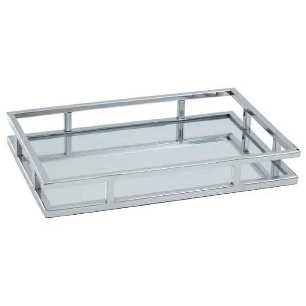 CRUZAR RECTANGULAR SILVER FINISH TRAY