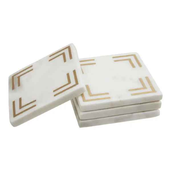 Omari White Marble Square Coasters