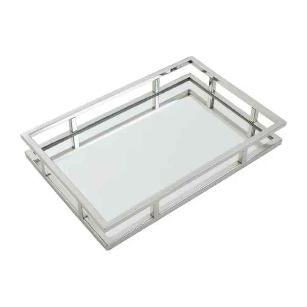 CRUZAR RECTANGULAR SILVER FINISH TRAY