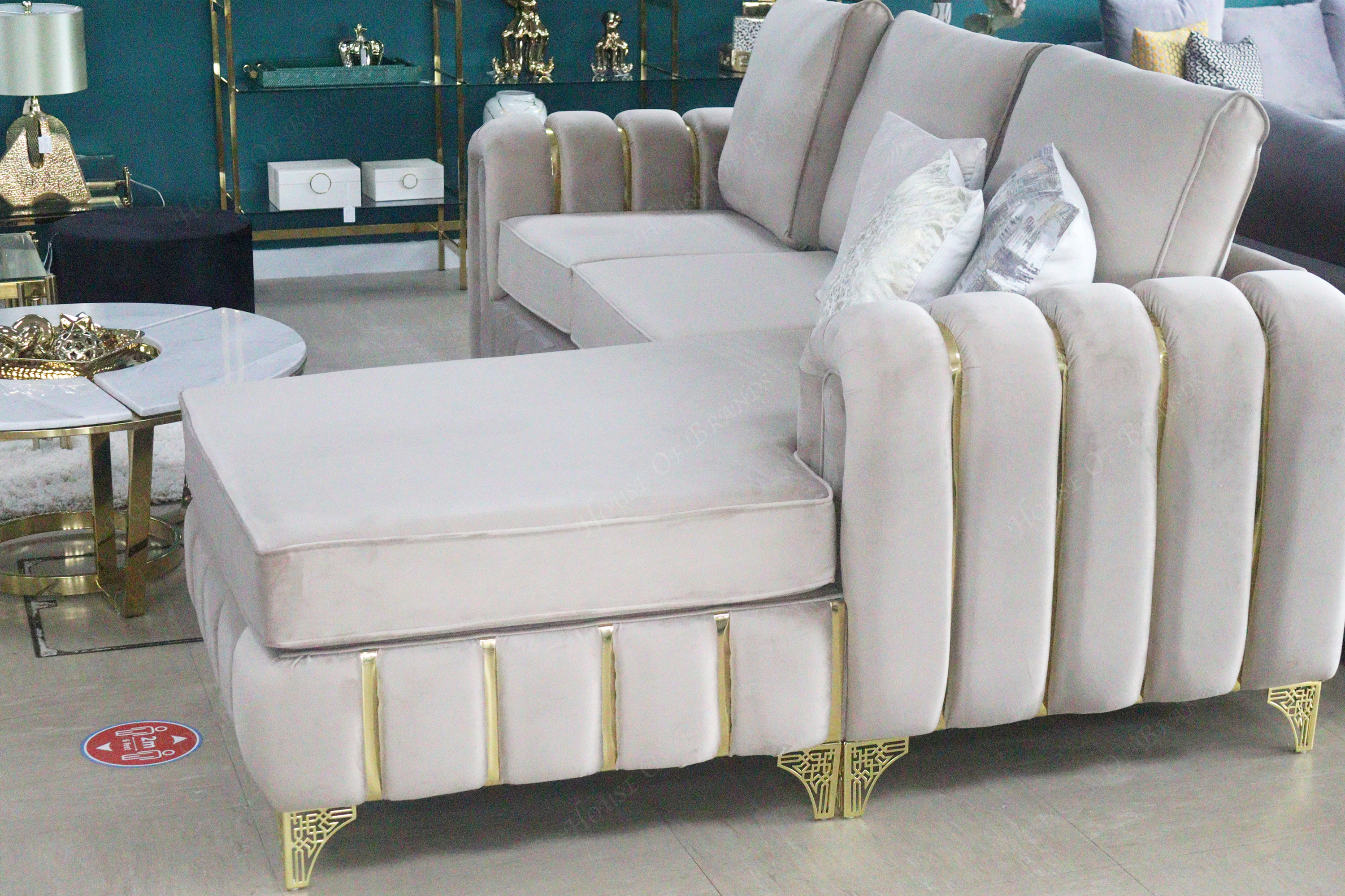 Brooklyn Gold L- Shape Corner Sofa