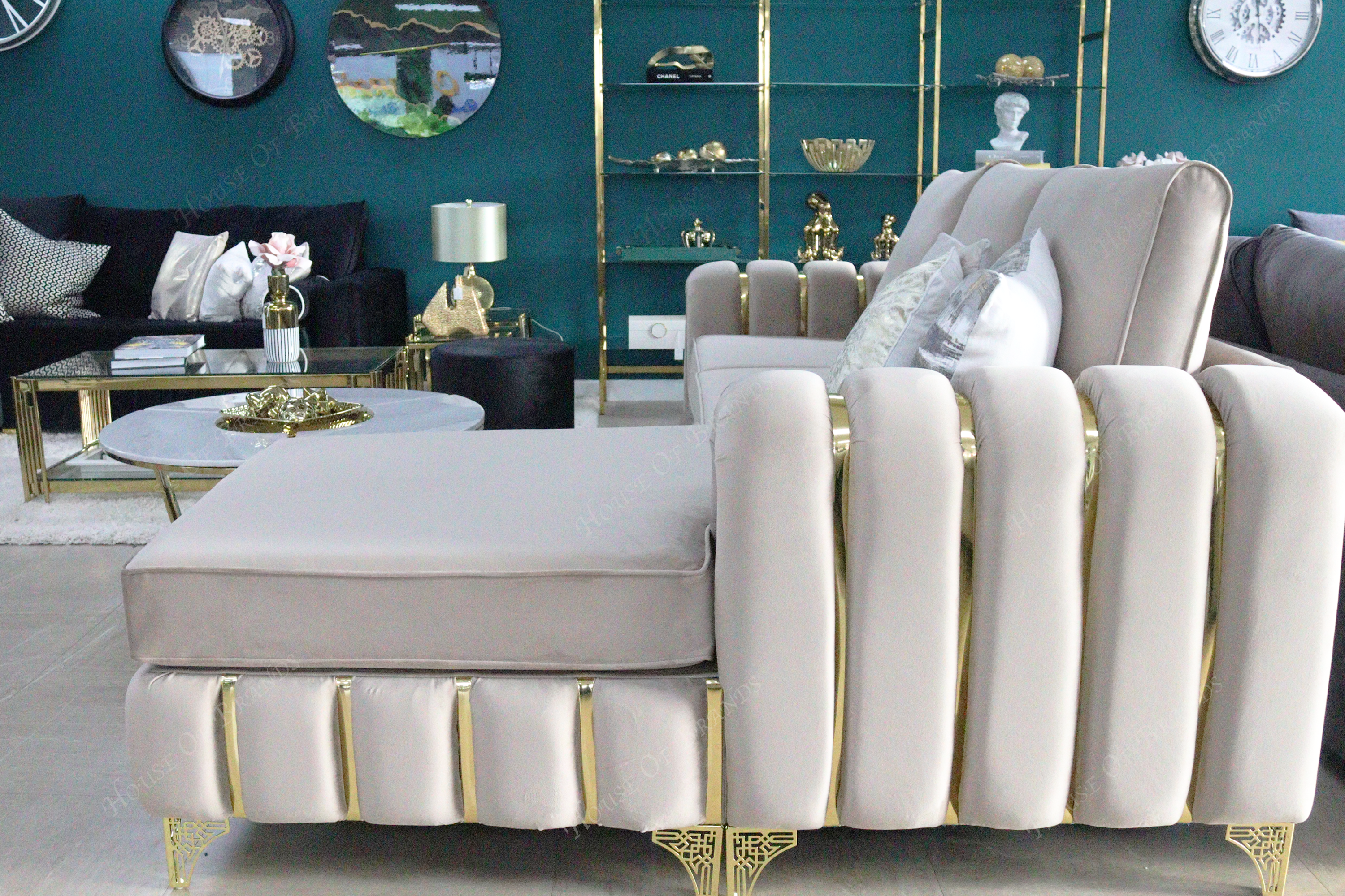 Brooklyn Gold L- Shape Corner Sofa