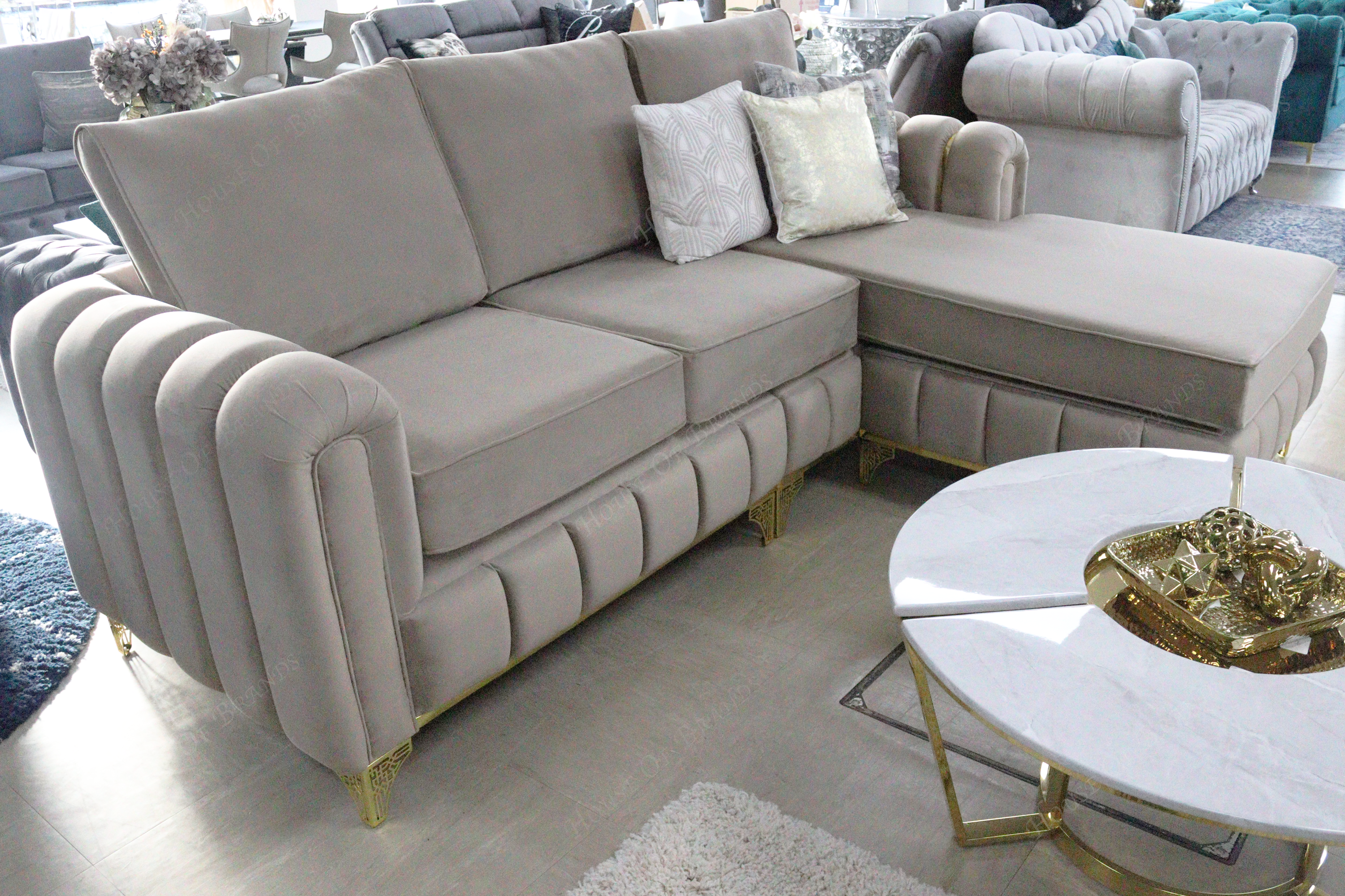 Brooklyn Gold L- Shape Corner Sofa