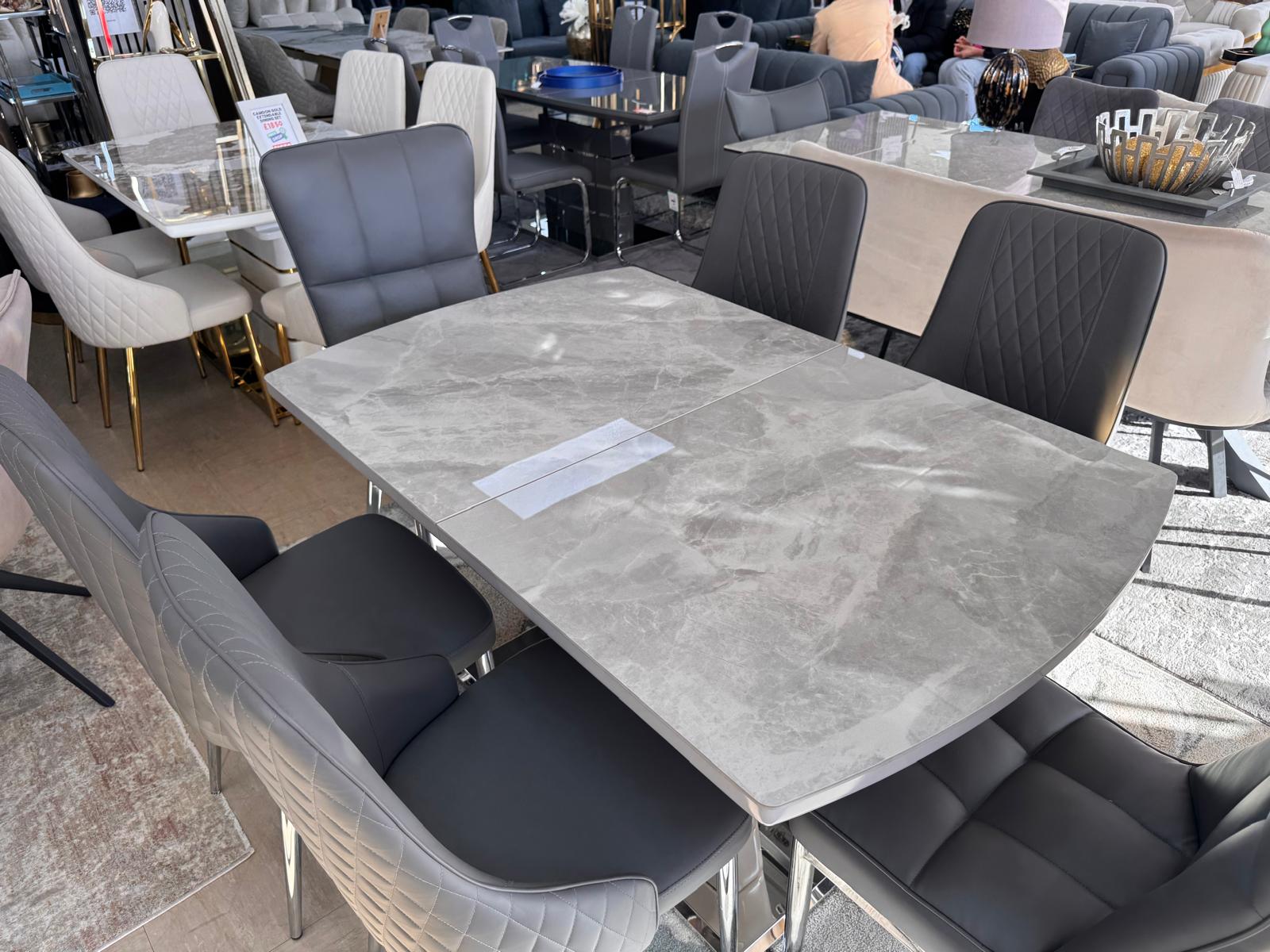 Camden Extendable 140cm–180cm Dining Table with 6 Lambo or Grace Chairs
