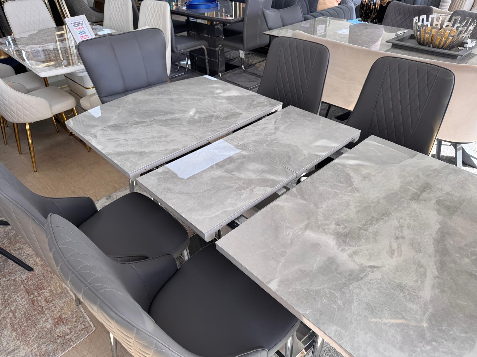 Camden Extendable 140cm–180cm Dining Table with 6 Lambo or Grace Chairs