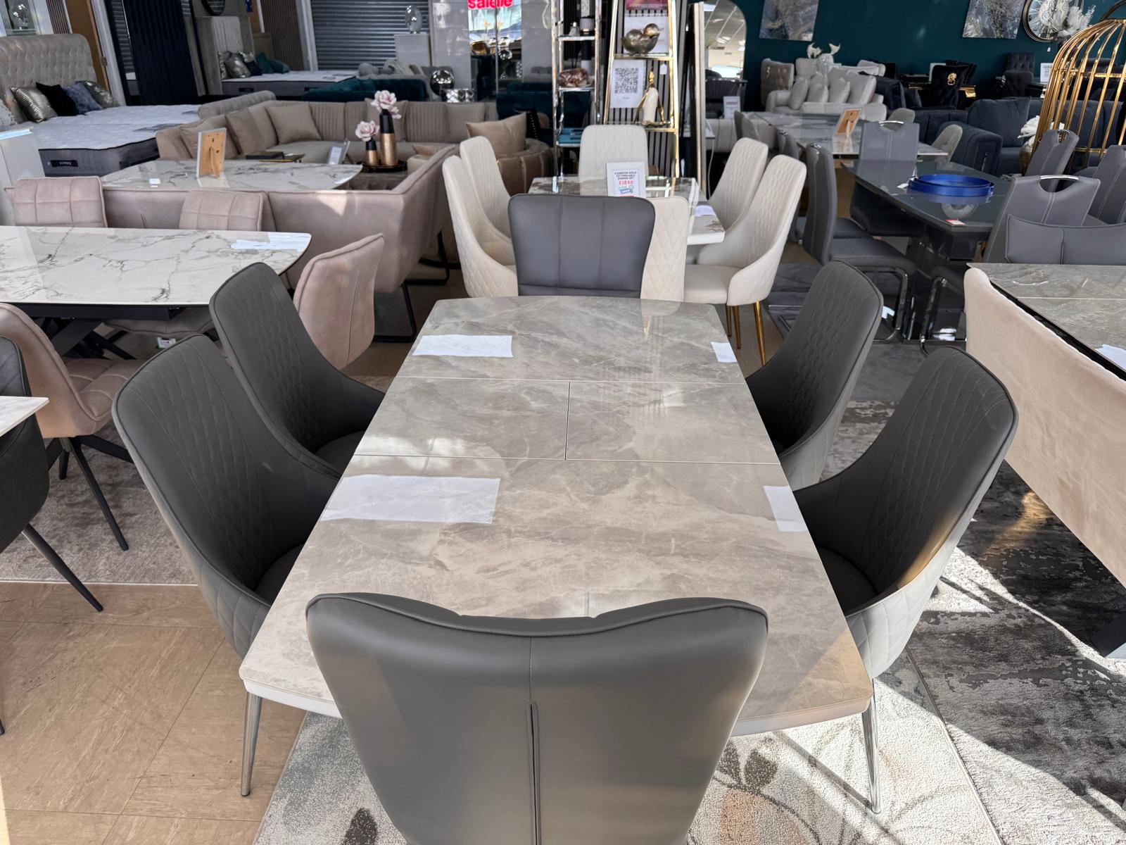 Camden Extendable 140cm–180cm Dining Table with 6 Lambo or Grace Chairs