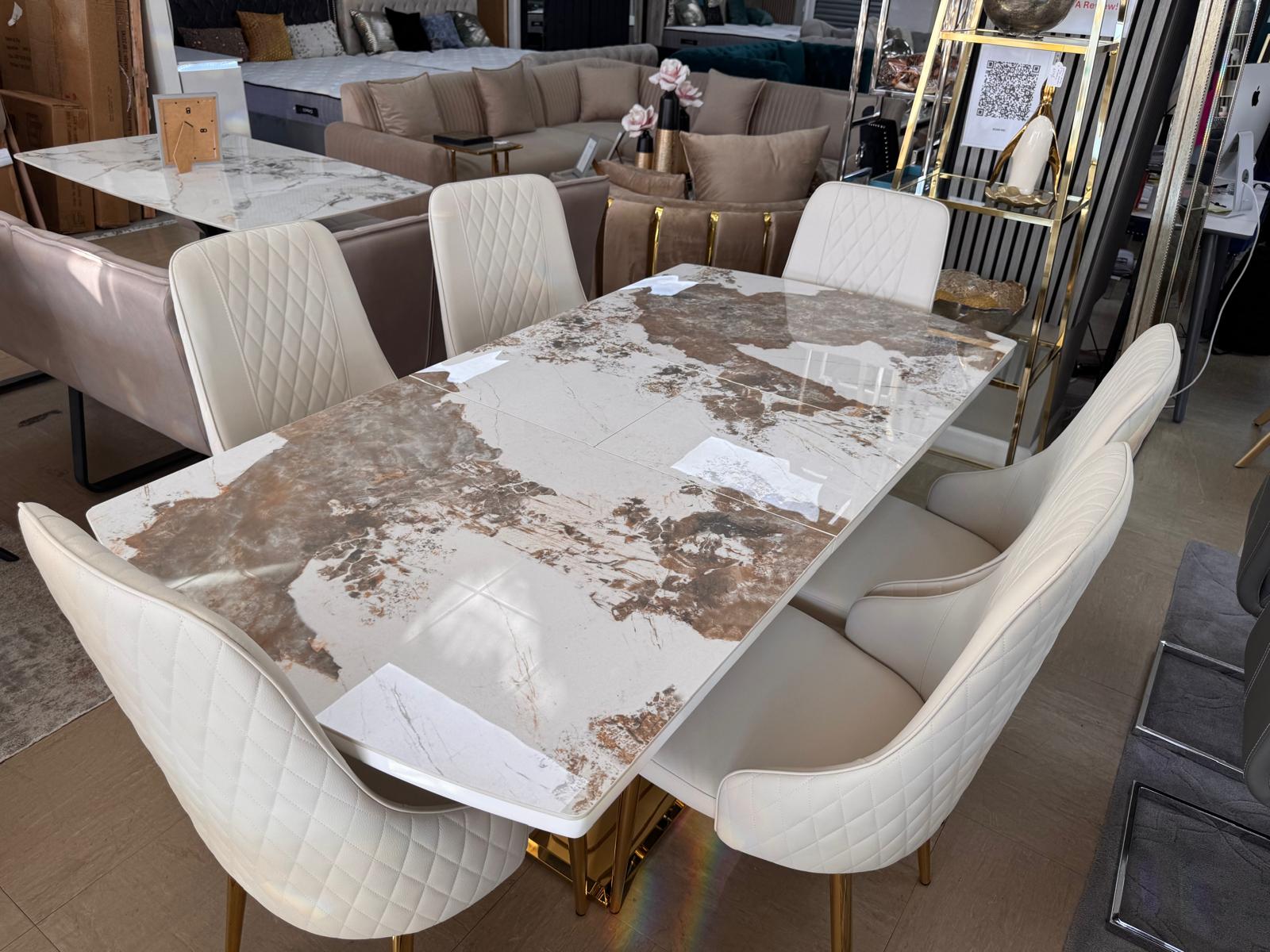 Camden Extendable 140cm–180cm Dining Table with 6 Lambo or Grace Chairs