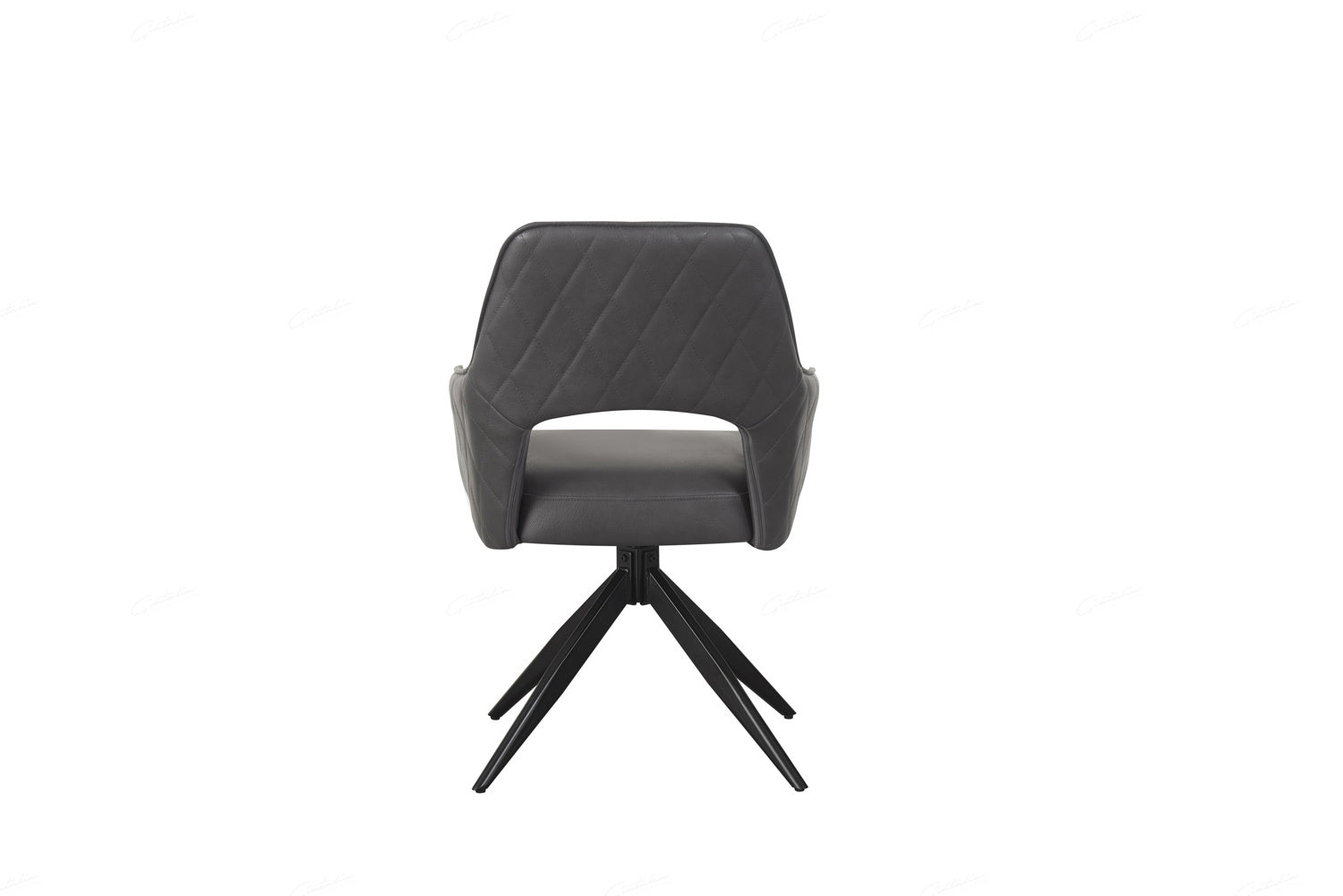 Enrica PU Leather Swivel Dining Chairs With Black Metal Base