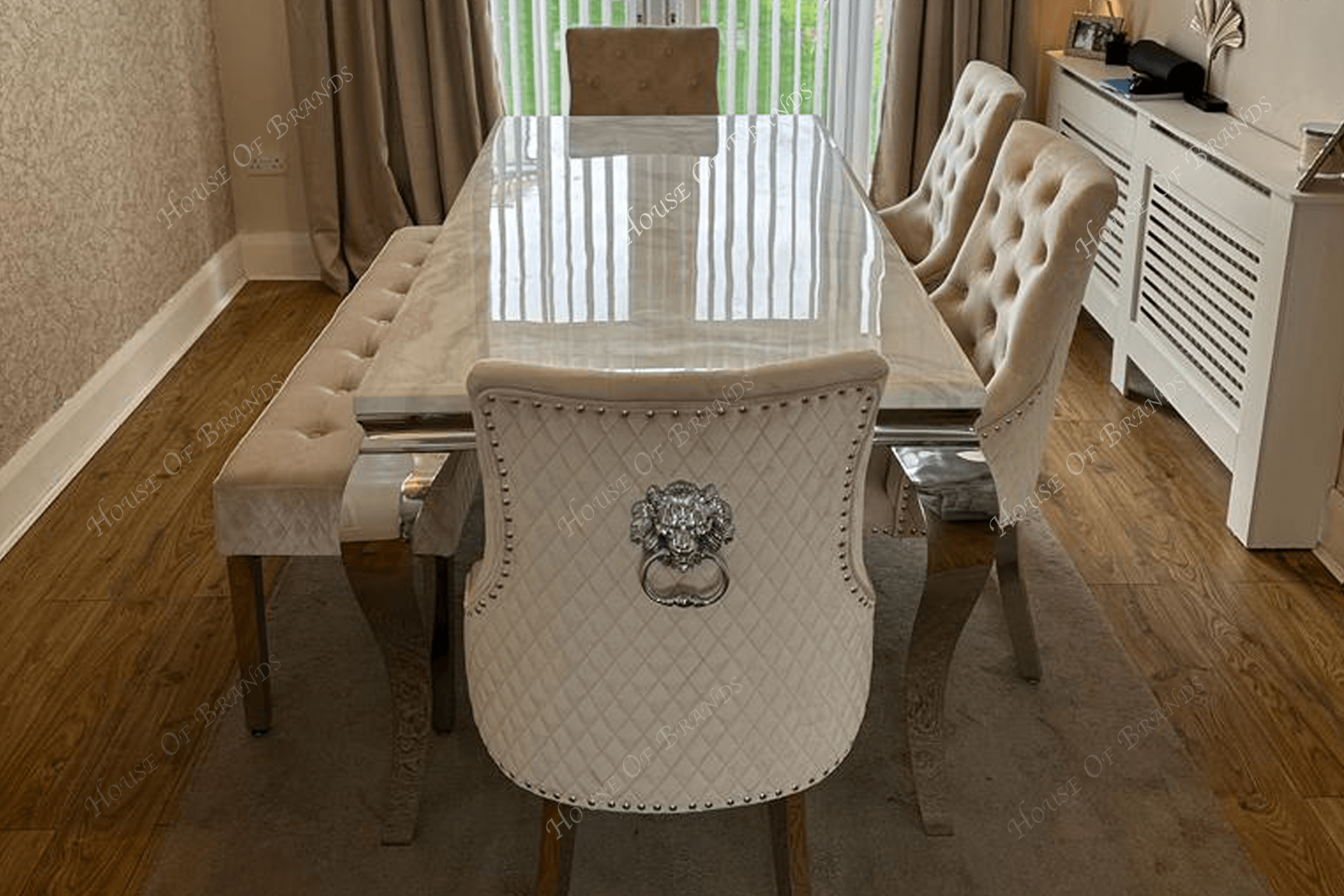 1.8m Rome Table & 4 Madrid Chairs And A Madrid Bench - House Of Brands