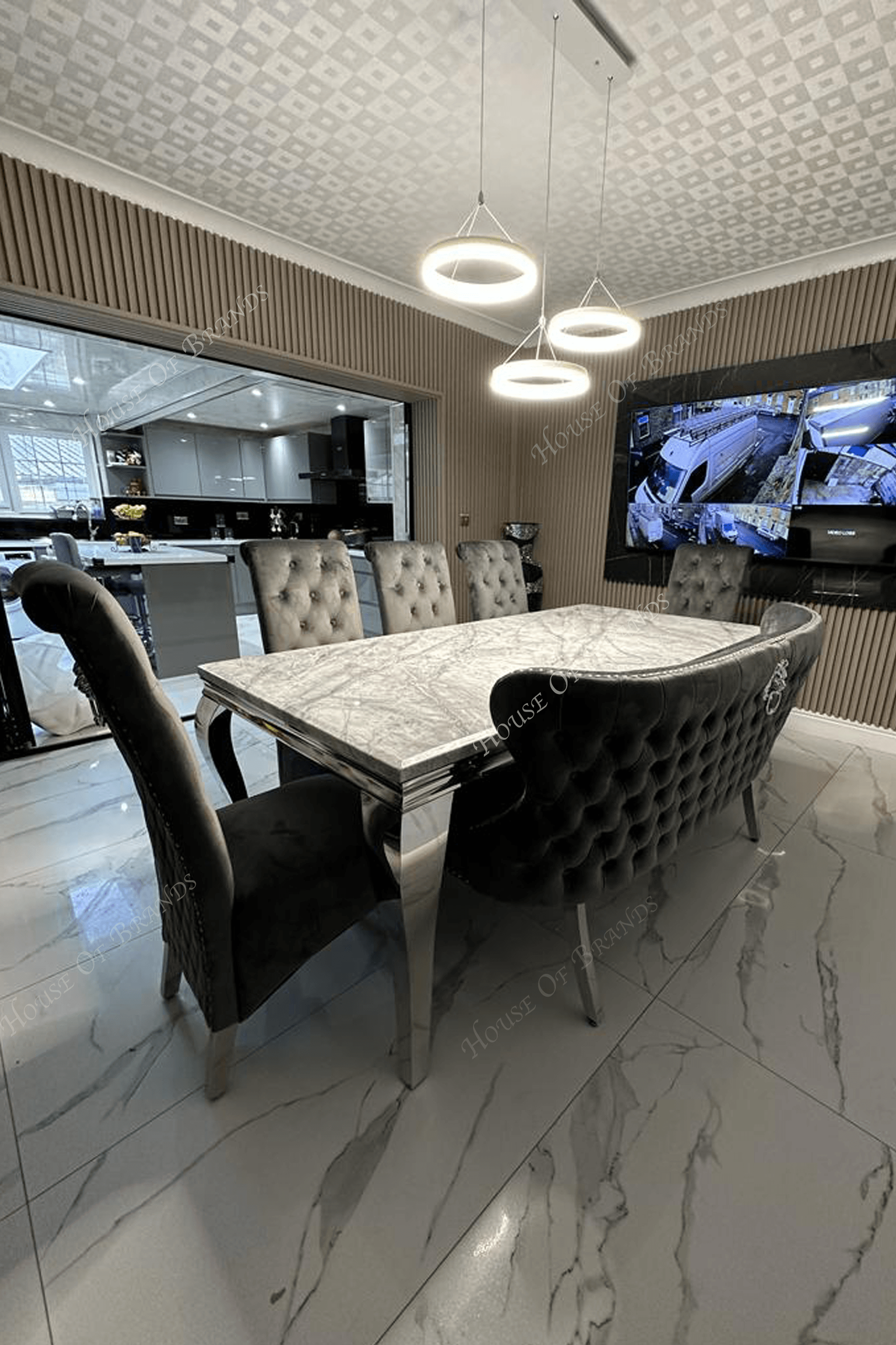 2m Rome & 5 Leon chairs and Valencia bench - House Of Brands