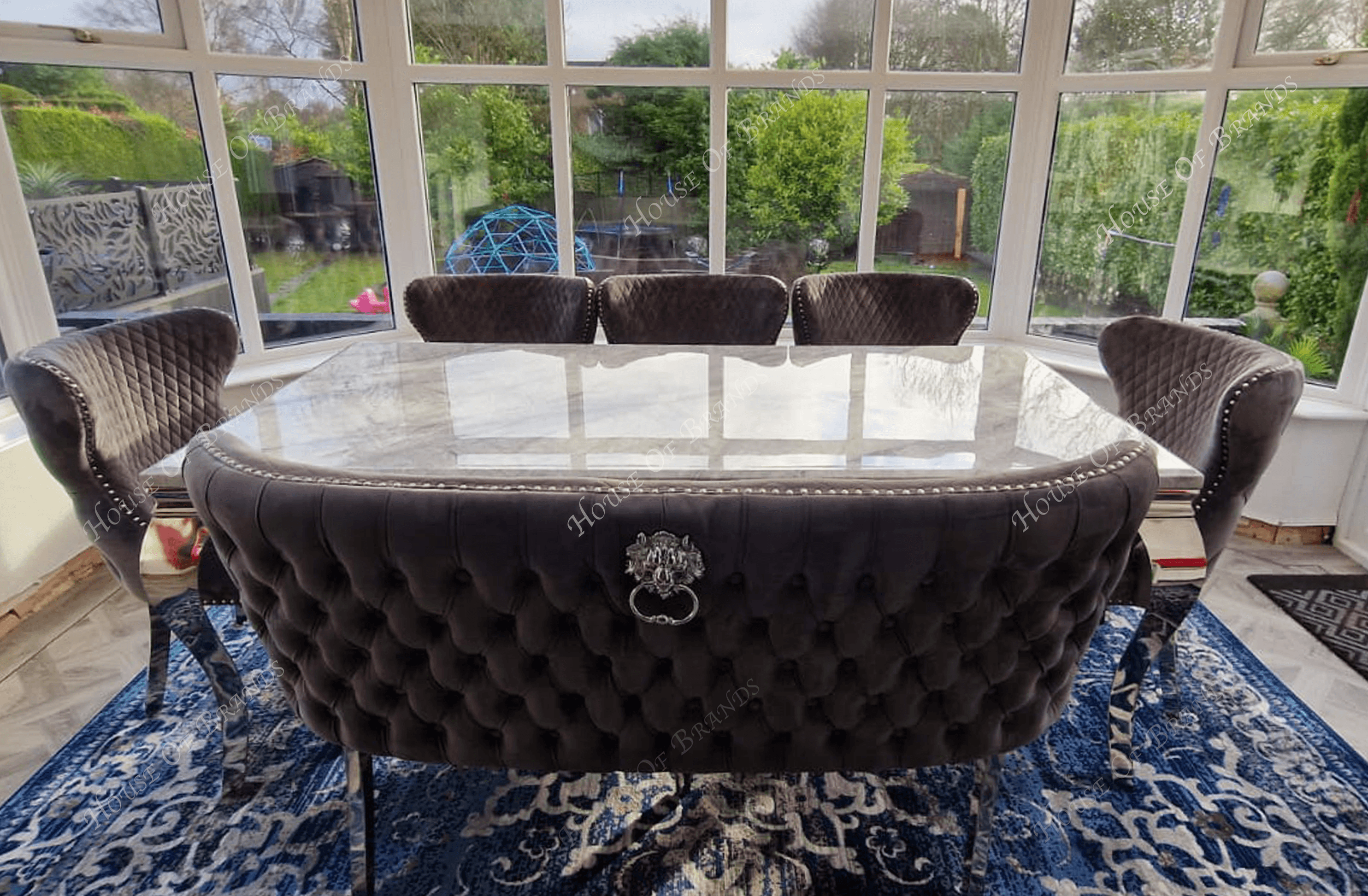 2m Rome Table & 5 Valencia Chairs and Valencia Bench - House Of Brands