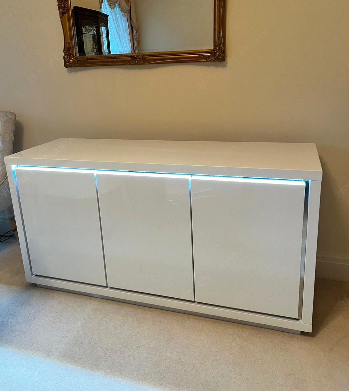 Stockholm 3 Door LED High Gloss Sideboard