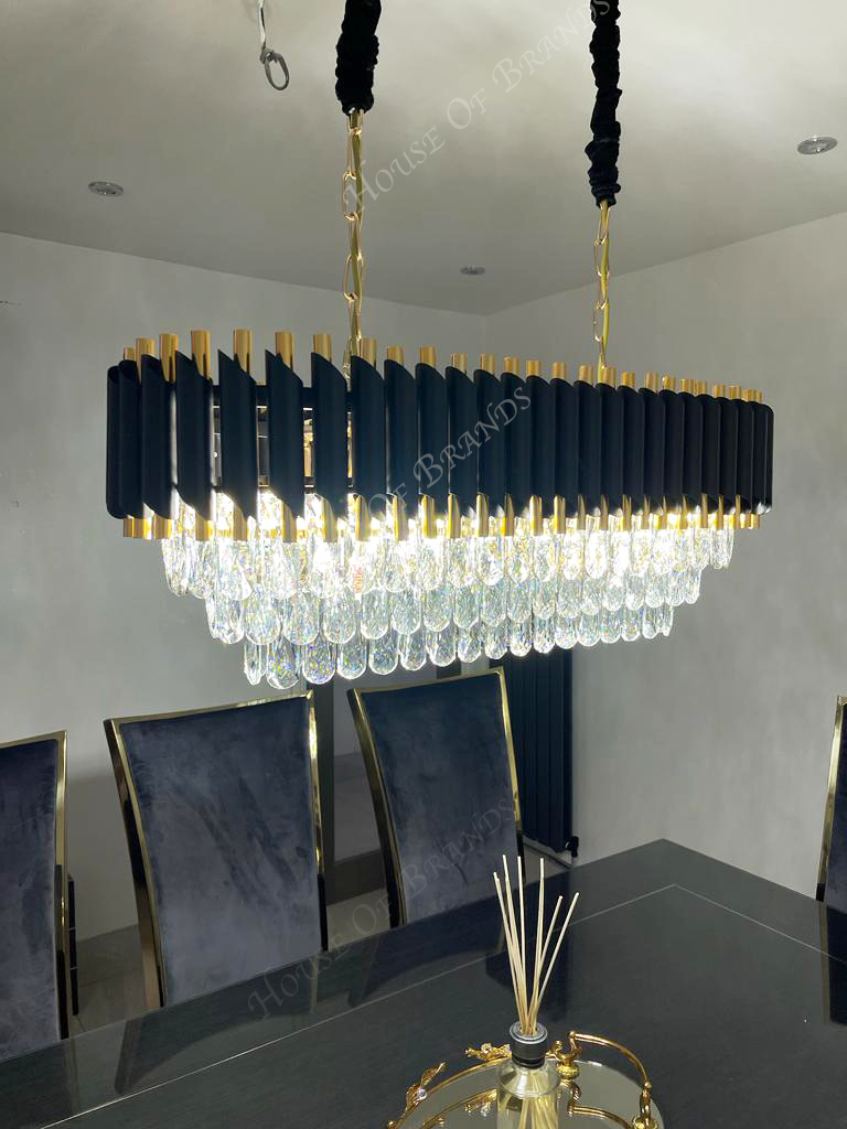 Black and gold online chandelier with crystals