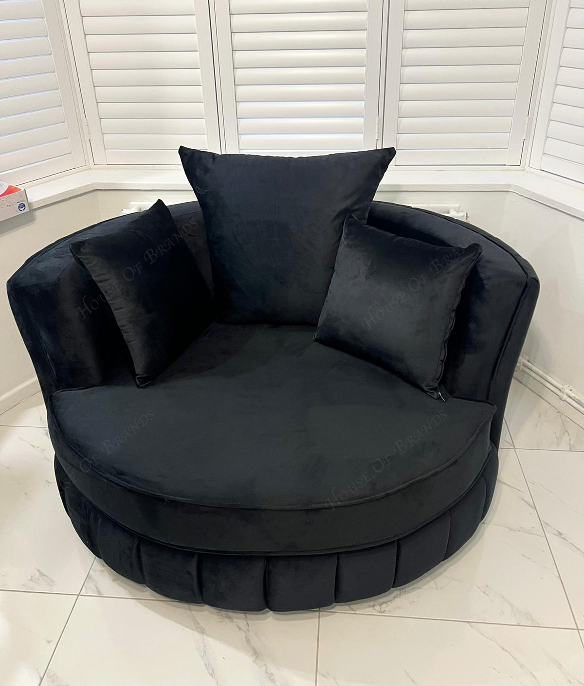 Paneled Velvet Swivel Chair