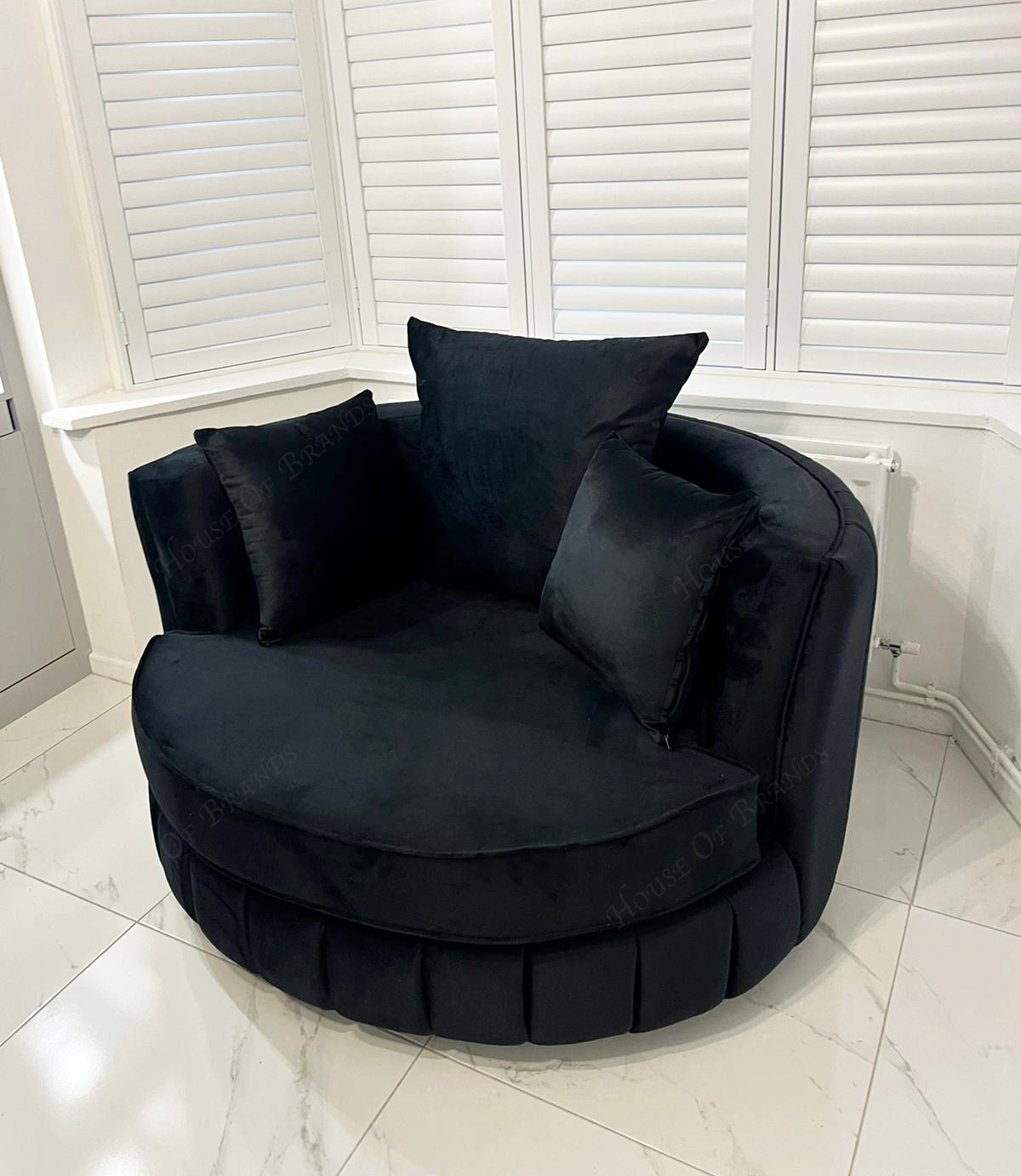 Paneled Velvet Swivel Chair