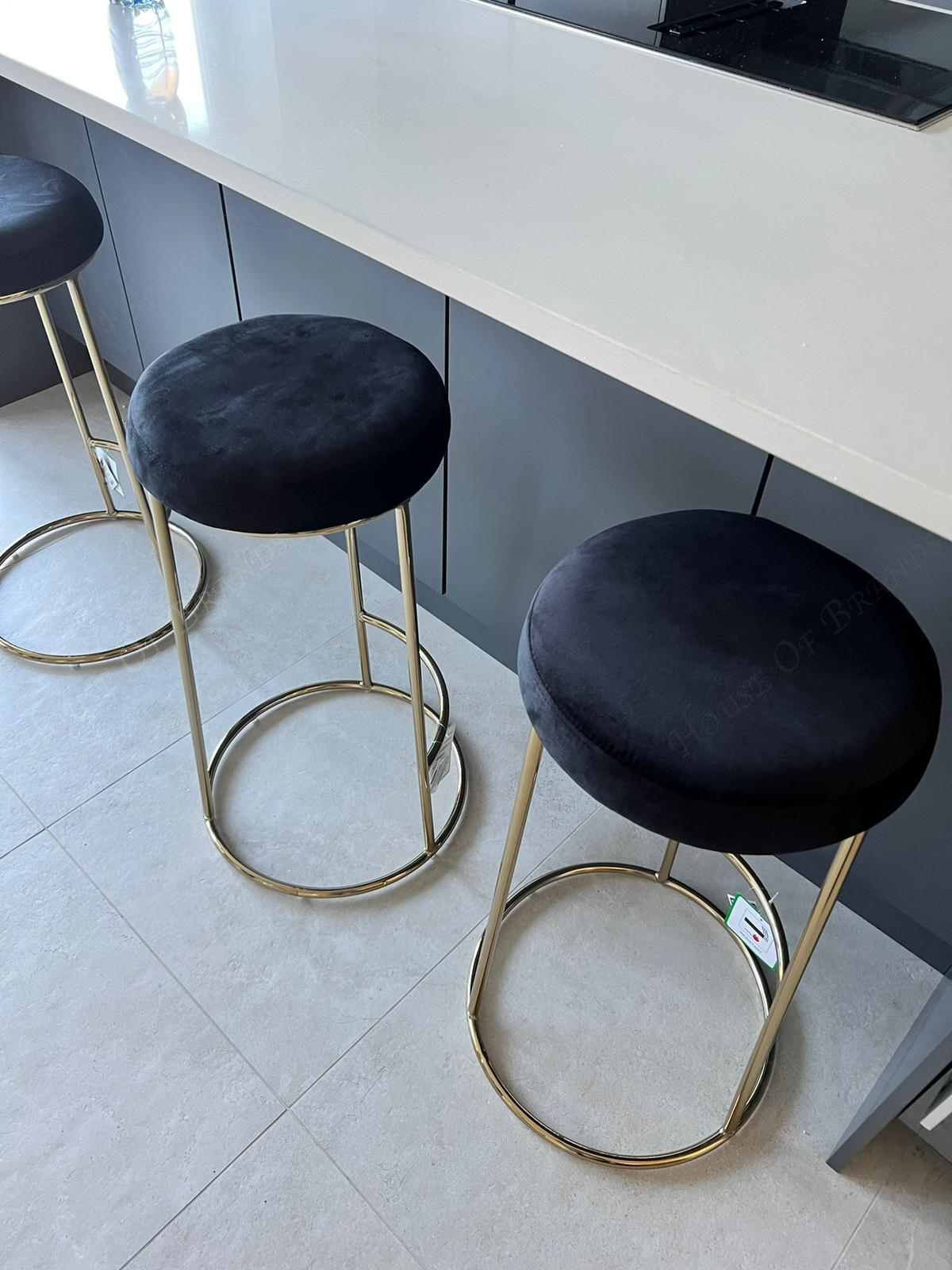 Maryland Black and Gold Velvet Tall Barstool