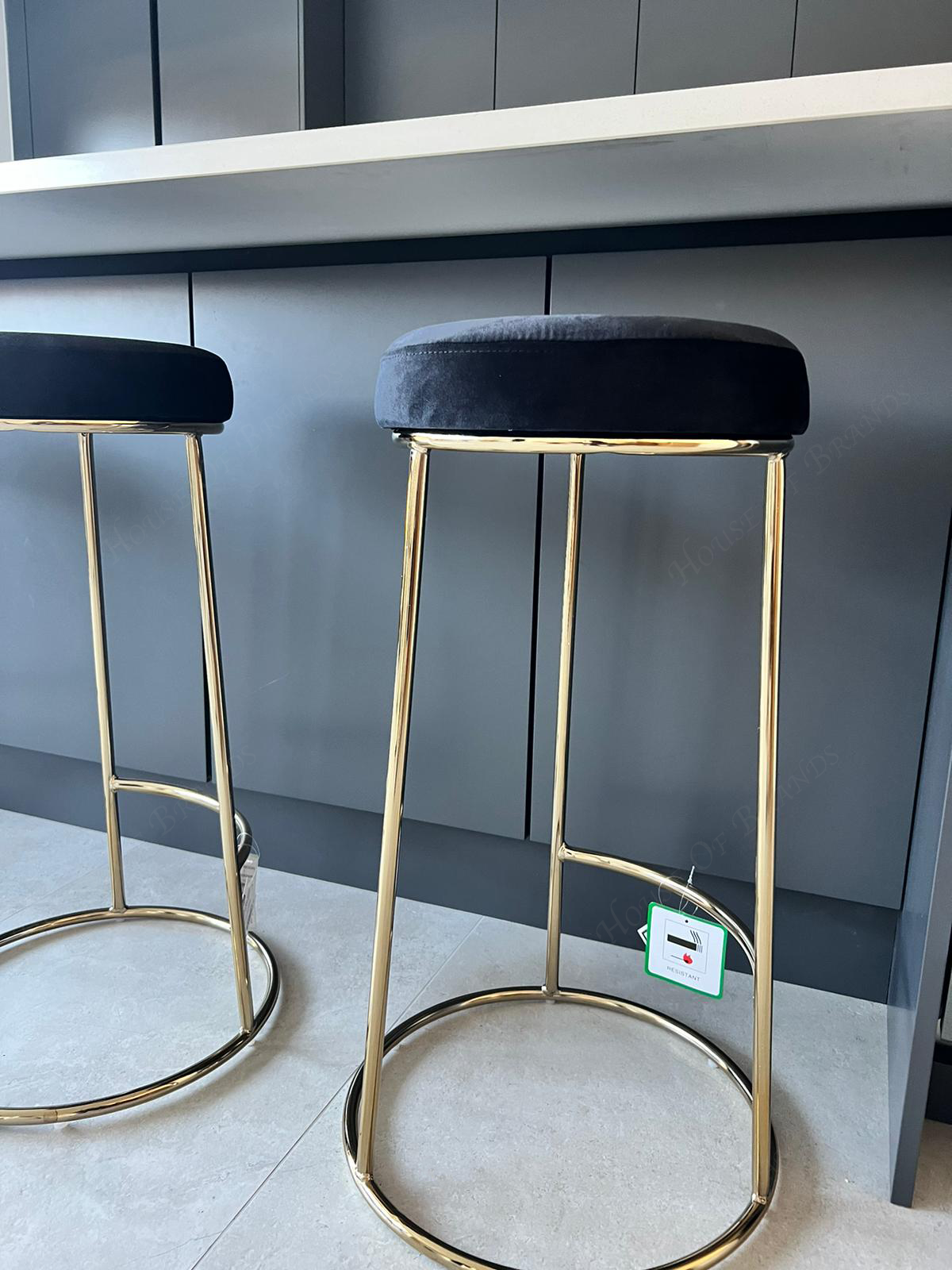 Maryland Black and Gold Velvet Tall Barstool