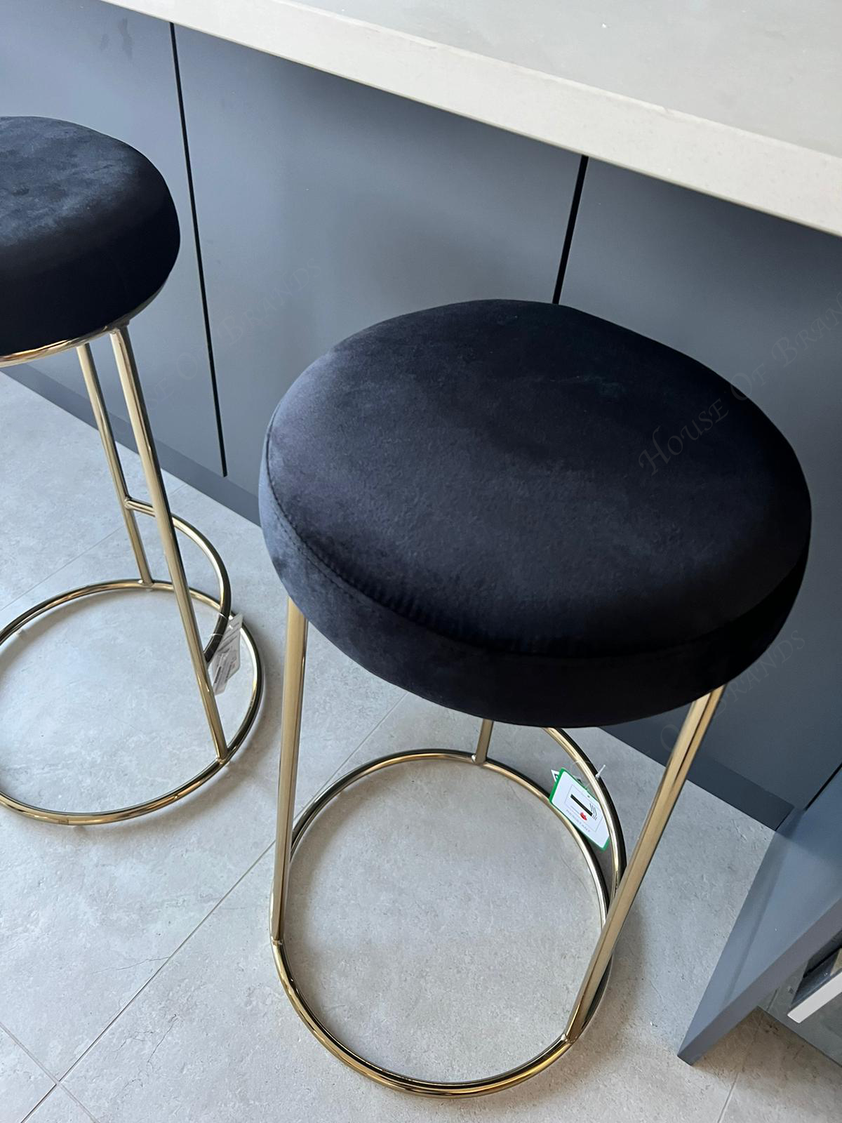 Maryland Black and Gold Velvet Tall Barstool