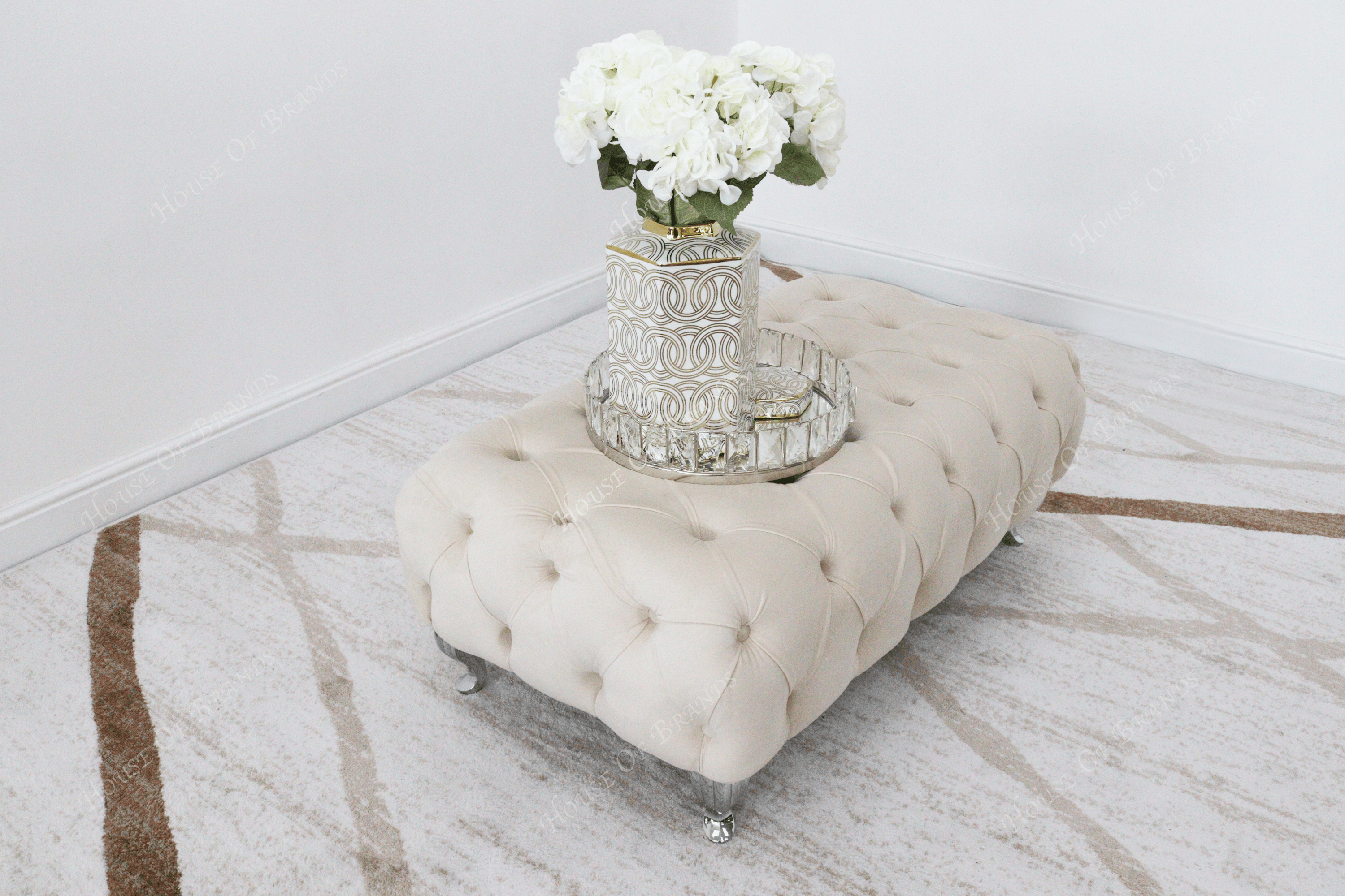 Upholstered Rectangular Footstool - House Of Brands