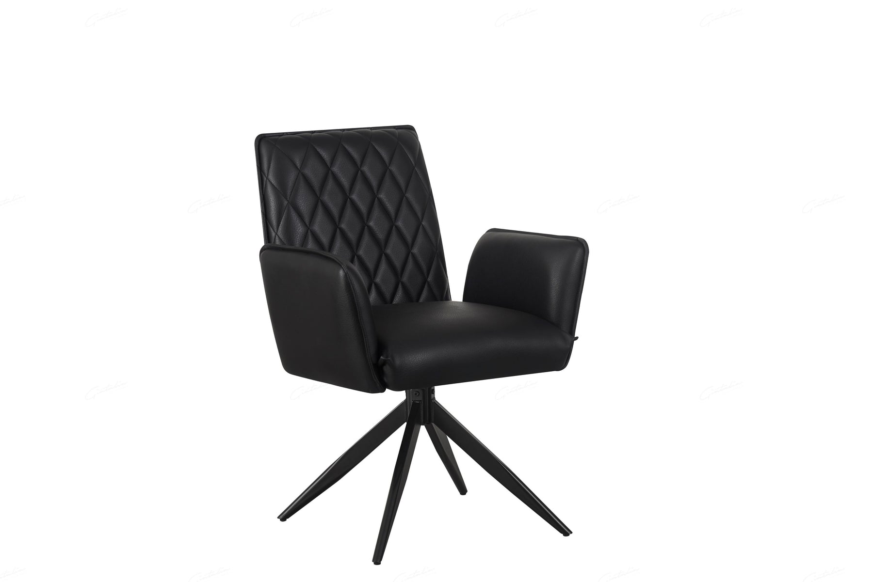 Eclat PU Leather Swivel Dining Chairs With Black Metal Base - 2 Colours