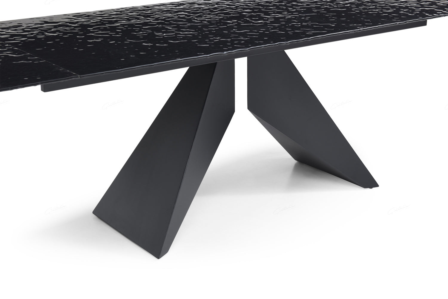 Silux Black Glass Extendable Table
